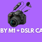 A banner with the pictures of boya by m1 and a dslr camera, and the text reads, "boya by m1 + DSLR camera"