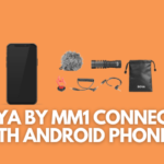 A banner image with the photos of an Android phone and the Boya By MM1 mic, and text reads, "boya by mm1 connects with android phones?"