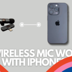 It's a banner image with pictures of the k8 wireless microphone and an iphone, and the text says, "K8 wireless mic works with iphone"